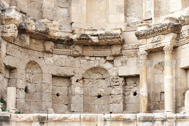 Curved stone façade, Jarash, or Jerrash ancient city, near Amman, Jordan